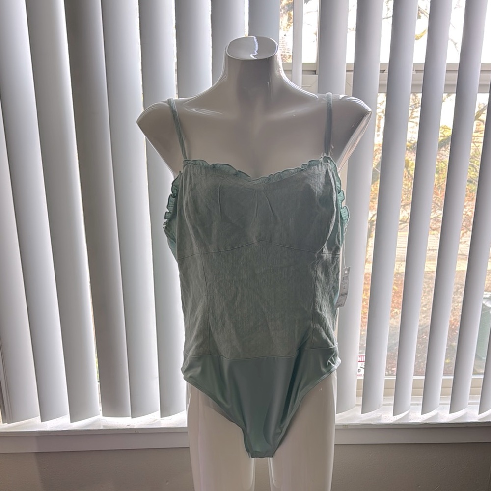 Green Ruffled Bodysuit